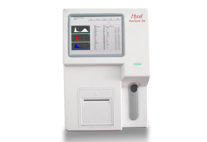 
    3-diff hematology analyzer
    60 samples per hour
    20 parameters and 3 histograms
    100,000 samples storage
    8-inch touch screen
    10 uL blood per test
    2 reagents, diluent (20L) and Lyse (500mL)
    Venous, capillary and prediluted mode
    Multiple calibration mode
